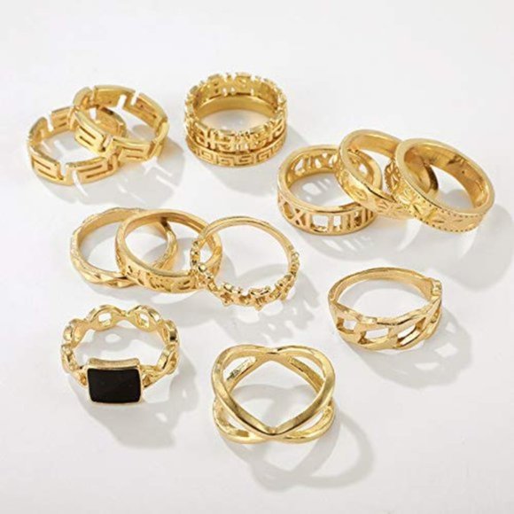 ⬇️ UO 13 pcs Ring Gold Knuckle Rings Set - Picture 2 of 7